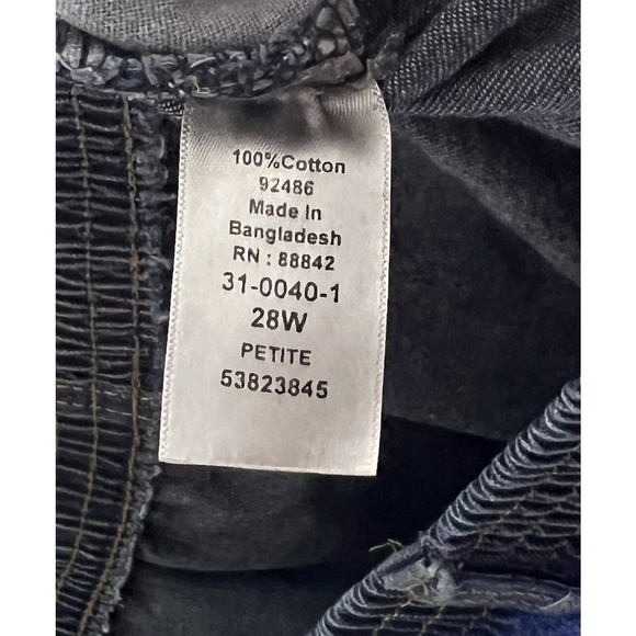 Roamans Elastic Waist Pull On Jeans Womens Size 28W Petite Blue Denim Pockets - Picture 4 of 8